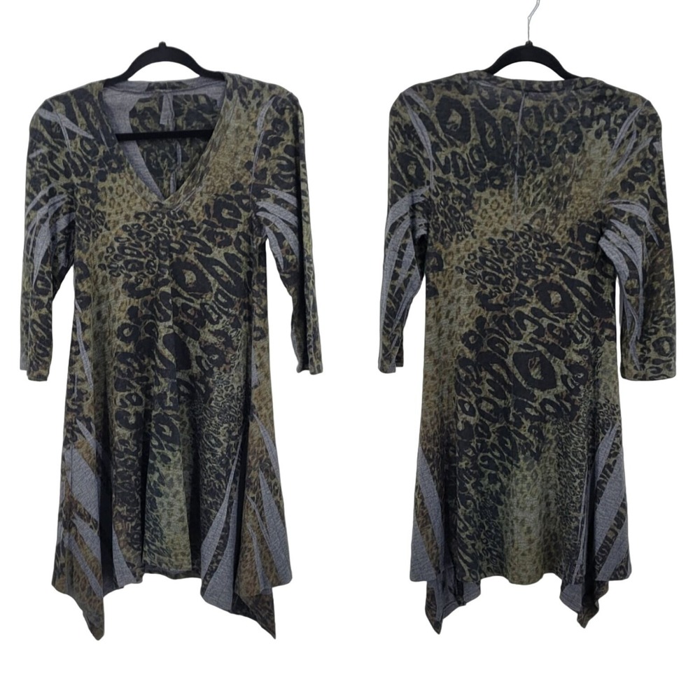 Vtg 90s Gothic Grunge Animal Print Asymmetrical Tunic Sweater Dress Sz S Knit - Picture 9 of 9